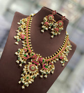 Jadau Neetha Ambani Set With Rice Pearls - KN00403